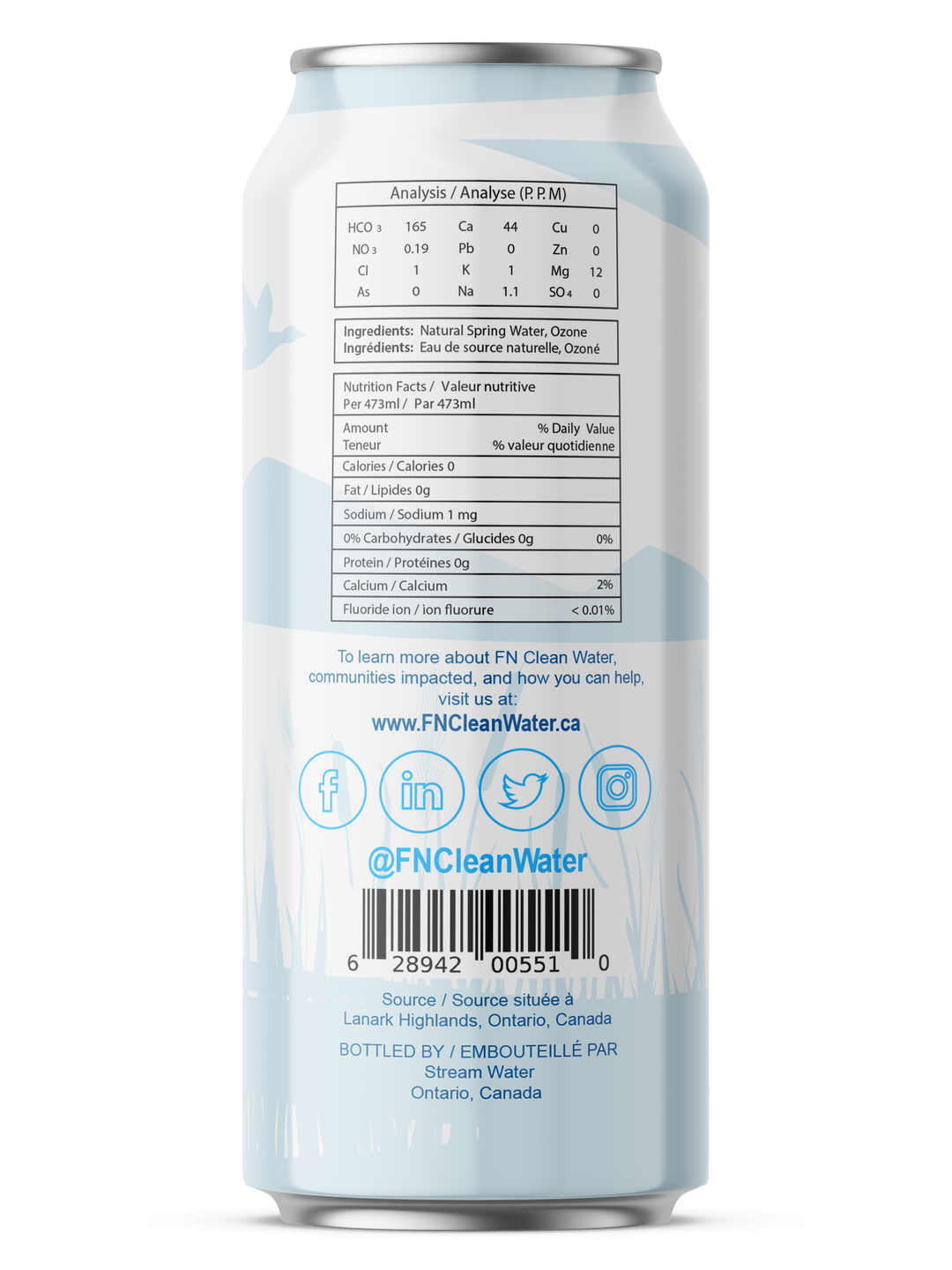 FN Clean Water 473ml Aluminum Cans / 24 Cans / Case